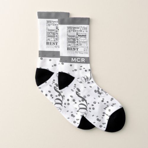 70th Birthday Party Special Personalized Monogram Socks