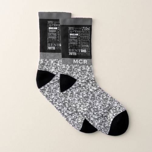 70th Birthday Party Special Personalized Monogram Socks