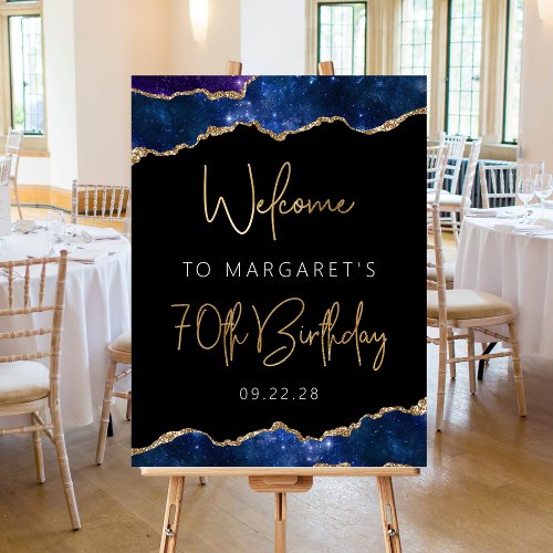 70th Birthday Party Starry Gold Agate Welcome Foam Board