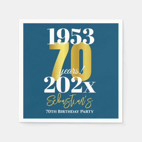 70th Birthday Party Typography Date Napkins