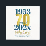 70th Birthday Party Typography Date Napkins<br><div class="desc">A gorgeous 70th birthday party or celebration napkin.
A fabulous blue and  gold effect typography design - perfect to celebrate a seventieth party. This stylish napkin features birth and current dates for the 70th birthday.</div>