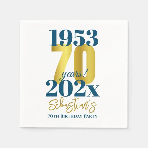 70th Birthday Party Typography Date Napkins
