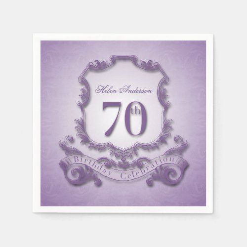 70th Birthday Party Vintage Custom Paper Napkins