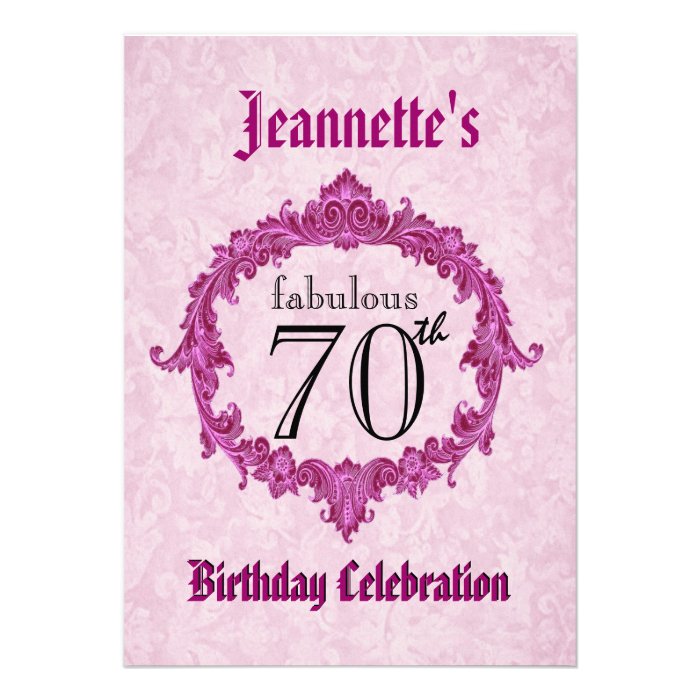 70th Birthday Party Vintage Pink Frame S311 Announcement