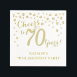 70th Birthday Party White and Gold Diamond Napkins<br><div class="desc">70th Birthday Party Invitation with White and Gold Glitter Diamond Background. Gold Confetti. Adult Birthday. Man or Woman Birthday. For further customization,  please click the "Customize it" button and use our design tool to modify this template.</div>