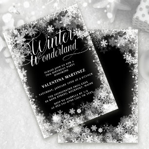 70th Birthday Party Winter Wonderland Snowflake Invitation
