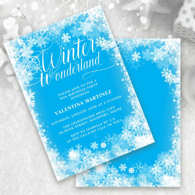 70th Birthday Party Winter Wonderland Snowflake Invitation (Creator Uploaded)