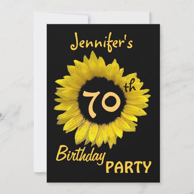 70th Birthday Party Yellow Sunflower Invitation (Front)