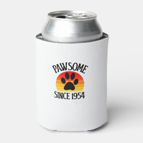 70th Birthday Pawsome Since 1954 70 Year Old Cat L Can Cooler