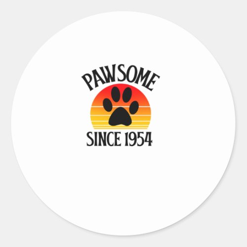 70th Birthday Pawsome Since 1954 70 Year Old Cat L Classic Round Sticker