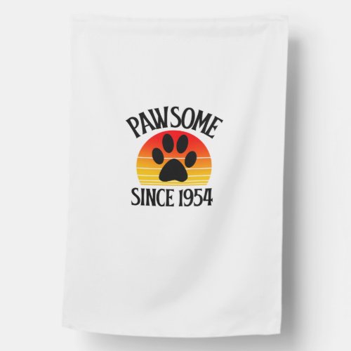 70th Birthday Pawsome Since 1954 70 Year Old Cat L House Flag