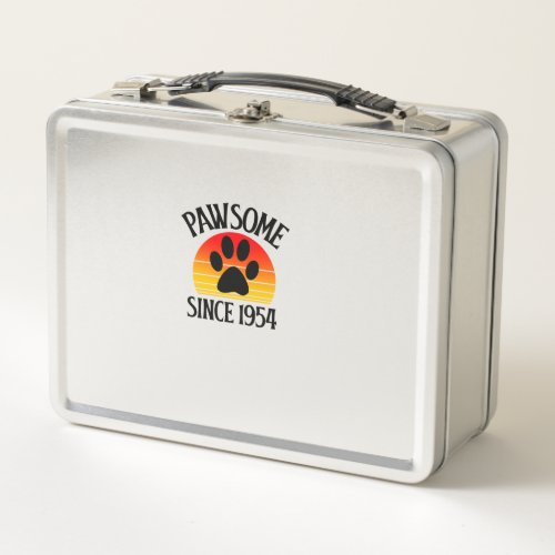 70th Birthday Pawsome Since 1954 70 Year Old Cat L Metal Lunch Box