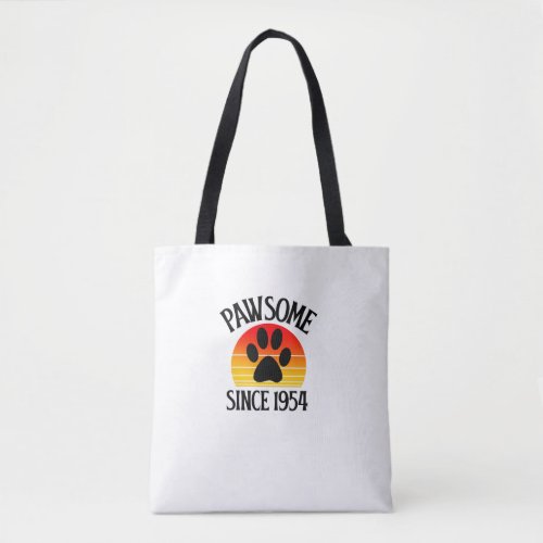 70th Birthday Pawsome Since 1954 70 Year Old Cat L Tote Bag