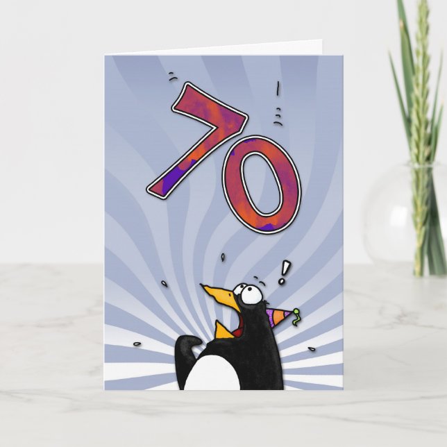 70th Birthday - Penguin Surprise Card (Front)