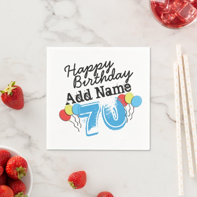 70th Birthday Personalized Name Party Supplies Paper Napkins (Insitu)