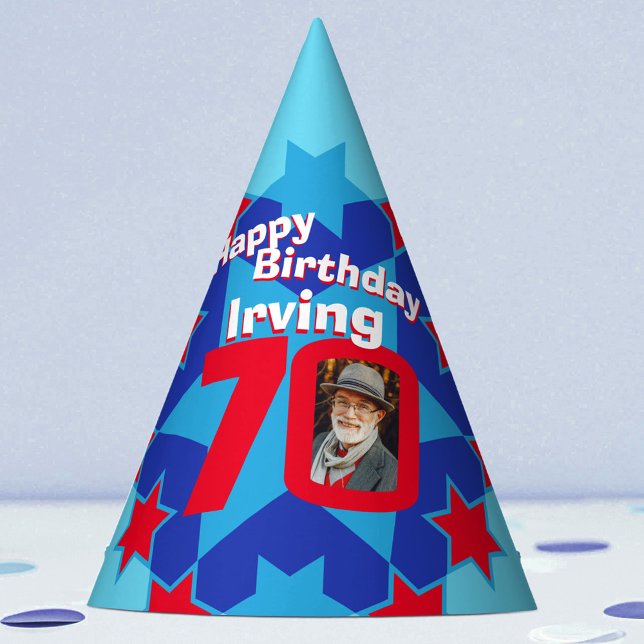 70th birthday personalized photo star name hat (Creator Uploaded)
