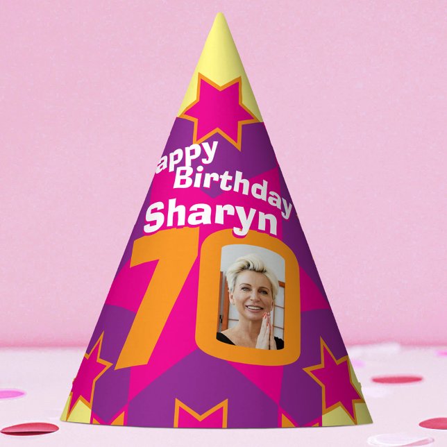 70th birthday personalized photo star name hat (Creator Uploaded)