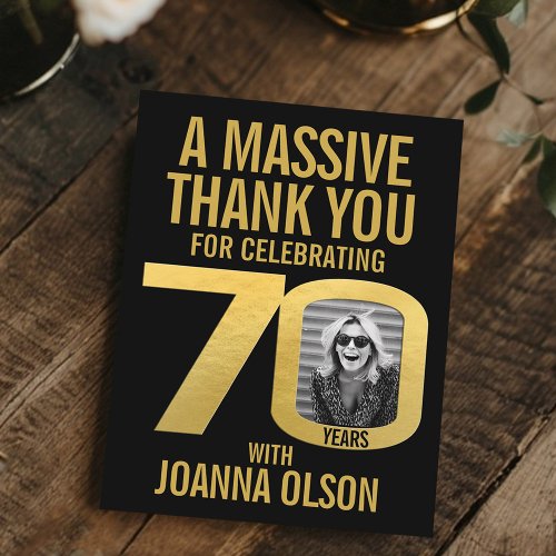 70th birthday photo black and gold 