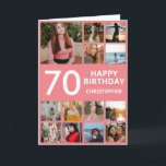 70th Birthday Photo Collage 13 Photos Pink & White Card<br><div class="desc">70th Happy Birthday Photo Collage 13 Photos Pink and White Birthday Card for Any Age. 1st 13th 15th 16th 18th 20th 21st 30th 40th 50th 60th 70th 80th 90th 100th,  Any Ages. For further customization,  please click the "Customize it" button and use our design tool to modify this template.</div>