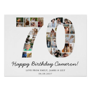70th Birthday Photo Collage   70th Birthday Gift Poster