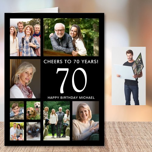 70th Birthday Photo Collage Black Jumbo