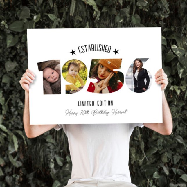 70th birthday Photo Collage established 1956 Card (Creator Uploaded)