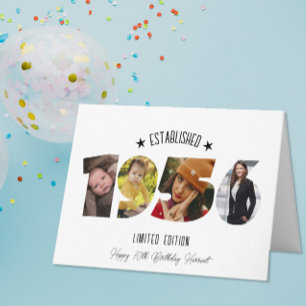 70th birthday Photo Collage established 1956 Letterpress Thank You Card