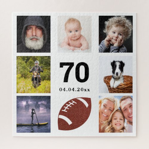70th birthday photo collage man guy white jigsaw puzzle