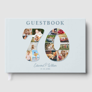 70th Birthday Photo Collage Milestone Guestbook