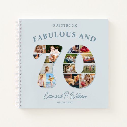 70th Birthday Photo Collage Milestone Guestbook Notebook