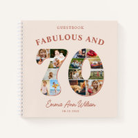 70th Birthday Photo Collage Milestone Guestbook