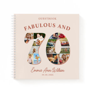 70th Birthday Photo Collage Milestone Guestbook Notebook