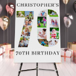 70th Birthday Photo Collage Number 70 Custom 24x36 Foam Board<br><div class="desc">70th Birthday Party easel sign - perfect to welcome guests, provide a photo prop and create a fun "do you remember when .. ?" talking point. The photo template is set up for you to upload your pictures to form the number 70. The template uses a mix of square, portrait...</div>
