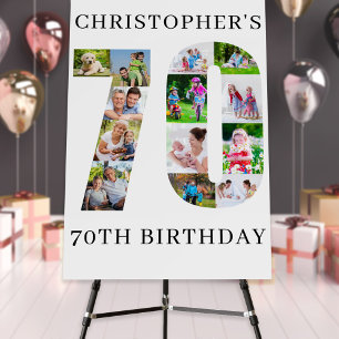 70th Birthday Photo Collage Number 70 Custom 24x36 Foam Board