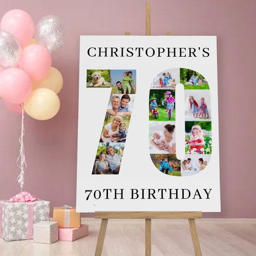 70th Birthday Photo Collage Number 70 Personalized Foam Board