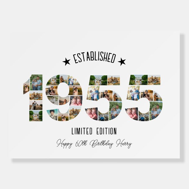 70th Birthday Photo Collage party Established 1955 Foam Board (Front)