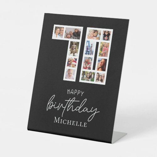 70th Birthday Photo Collage Tabletop Sign