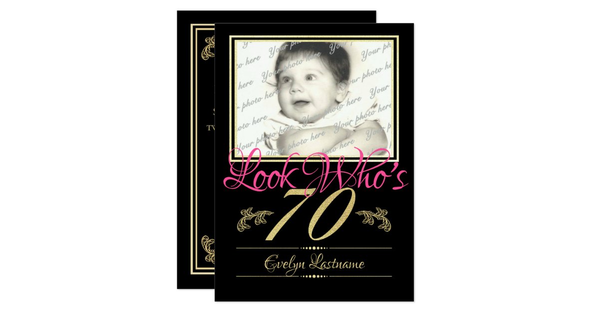 70th Birthday Photo Invitation | Zazzle.com