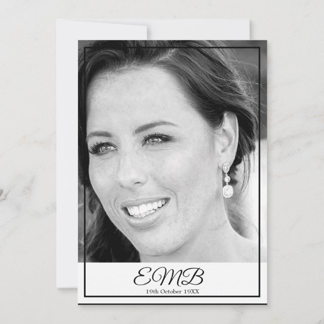 70th Birthday Photo Monogram Elegant Birthday Invitation (Back)