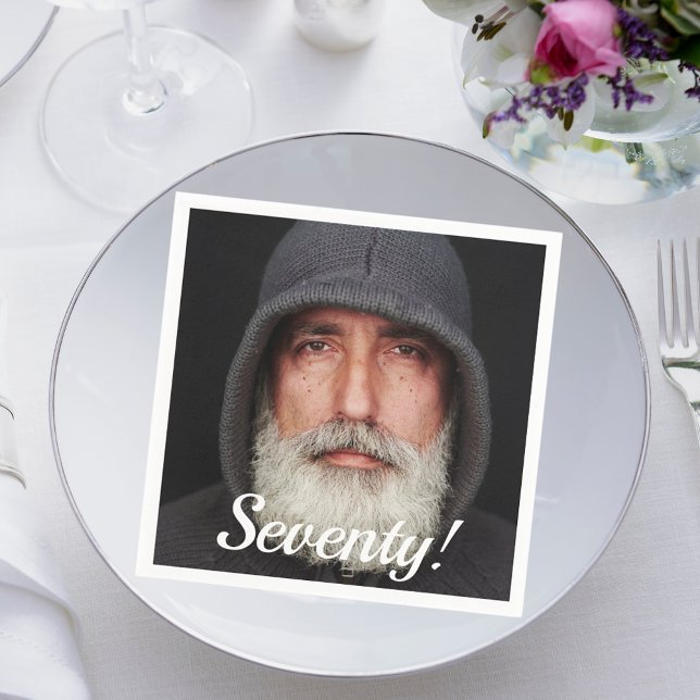 70th birthday photo seventy guys script napkins (Creator Uploaded)
