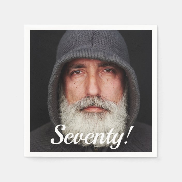 70th birthday photo seventy guys script napkins | Zazzle.com