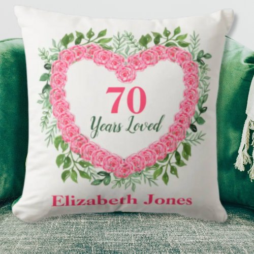 70th Birthday Pillow _ 70 Years Loved Design