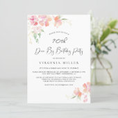 70th Birthday Pink and Gold Floral Drive By Party Invitation (Standing Front)