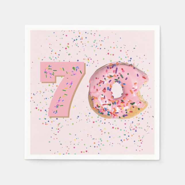 70th Birthday Pink Donut  Napkins (Front)