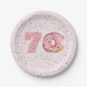 70th Birthday Pink Donut Paper Plate