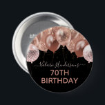 70th Birthday Pink Glitter Balloons Button<br><div class="desc">Faux glitter. Stylish pink party balloon template. Great for many different birthday celebrations. All text is adjustable. 70th Birthday party</div>