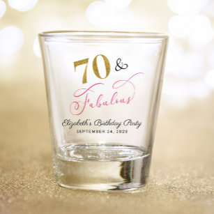 70th Birthday Pink Gold Party Favor Shot Glass