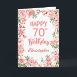70th Birthday Pink Peach Peonies Watercolor Floral Card<br><div class="desc">70th Birthday Pink Peach Peonies Watercolor Floral Birthday Card. For further customization,  please click the "Customize it" button and use our design tool to modify this template.</div>