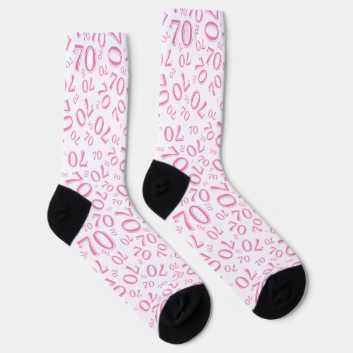 70th Birthday Pink Random Number Pattern Socks