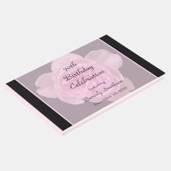 70th Birthday Pink Rose Guest Book by henishouseofpaper at Zazzle